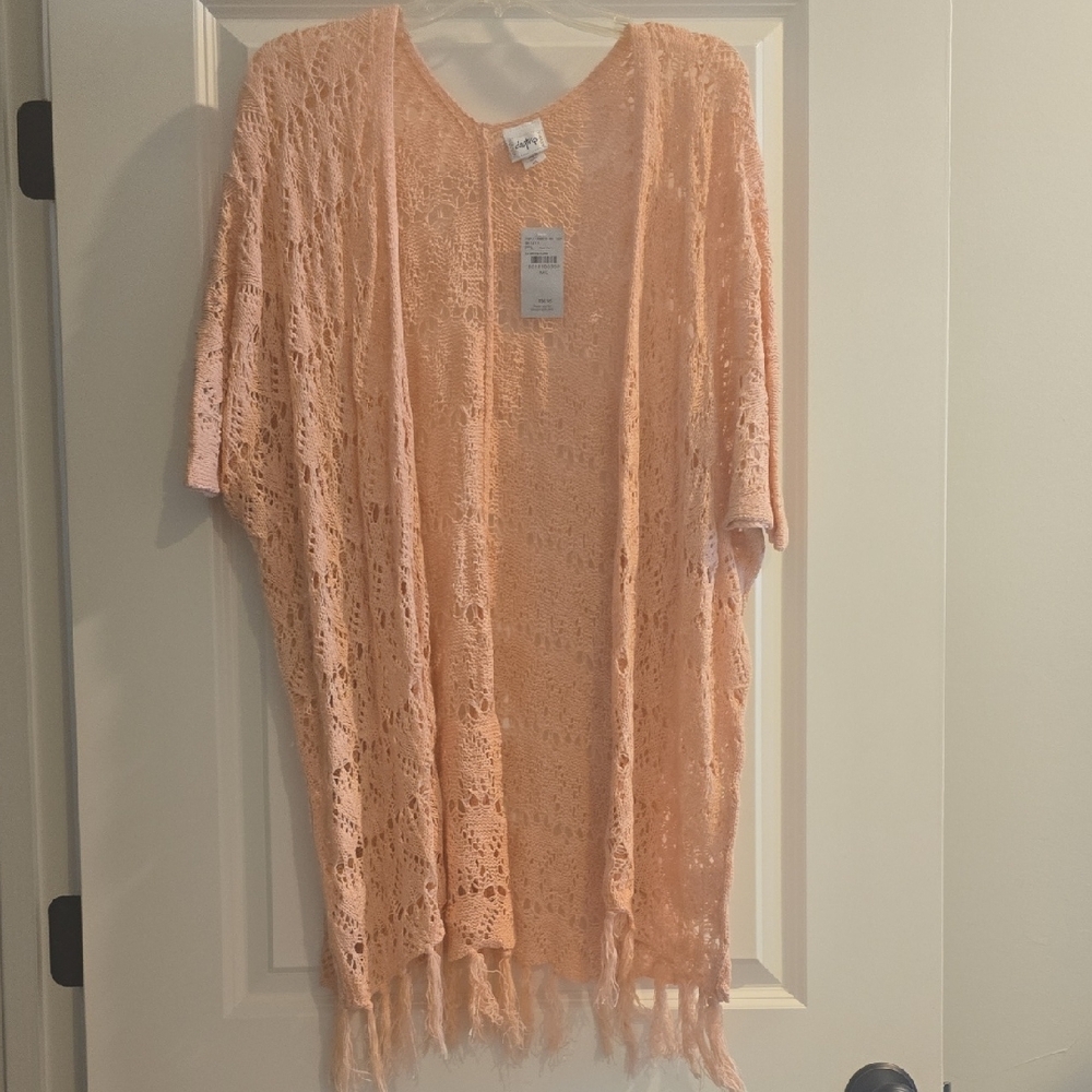 Daytrip Peach Lace Kimono Top